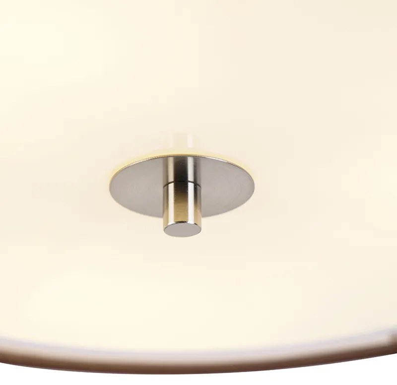 Stoffen Smart plafondlamp met dimmer bruin met wit 50 cm 3-lichts incl. 3 Wifi A60 - Drum Duo E27 rond Binnenverlichting Lamp