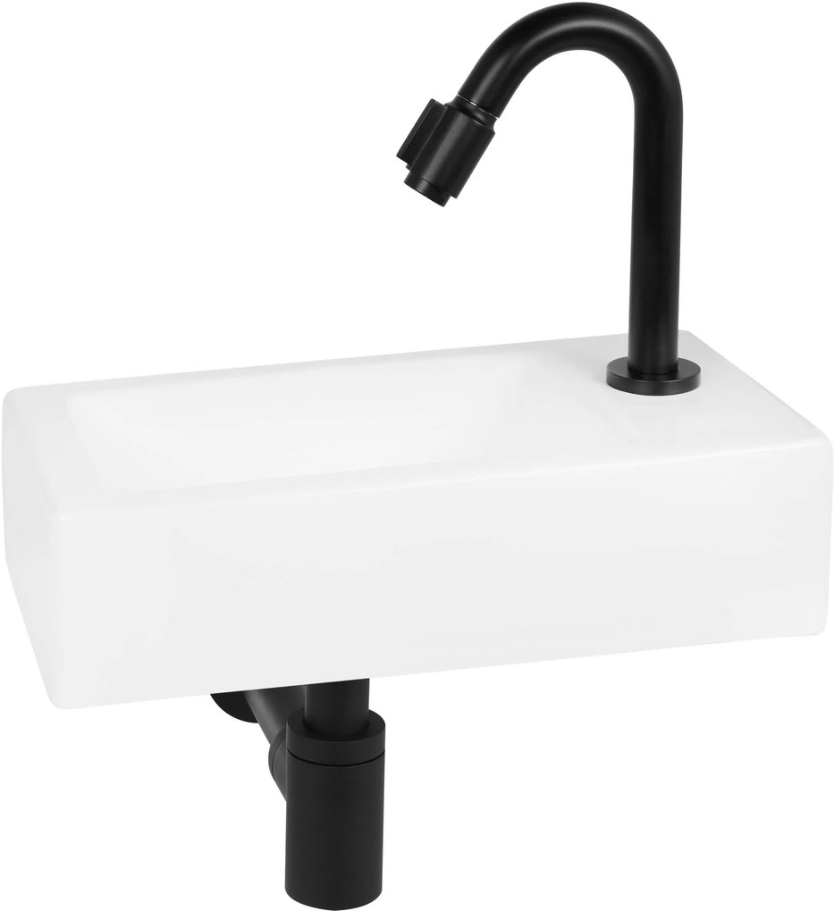 Saqu Trento fontein rechts 36x18cm glanzend wit