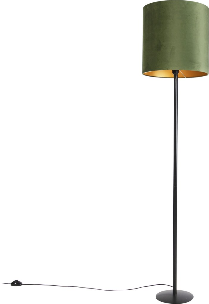 Botanische vloerlamp zwart met groene kap 40 cm - Simplo