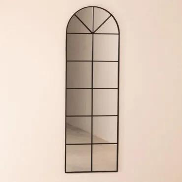 Metalen wandspiegel met raameffect (180x59 cm) Paola L zwart - Sklum