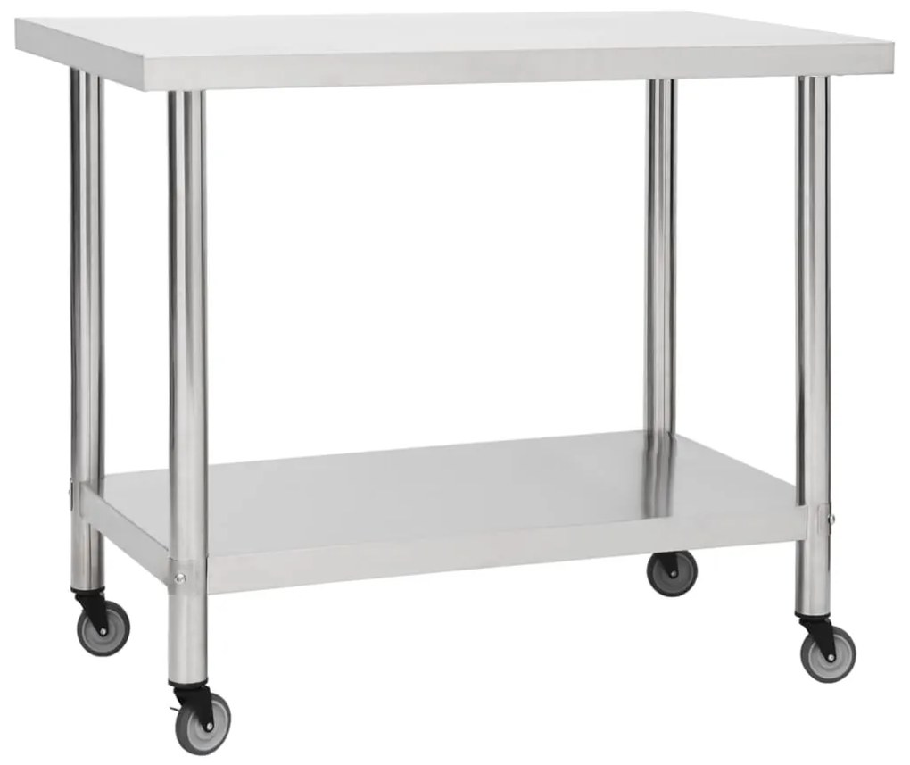 vidaXL Keukenwerktafel met wielen 80x60x85 cm roestvrij staal