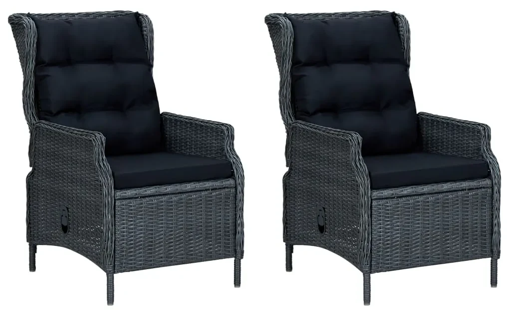vidaXL 9-delige Tuinset met kussens poly rattan donkergrijs