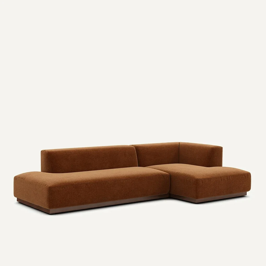 Rechter hoekbank XL in chenille fluweel, Jacopo