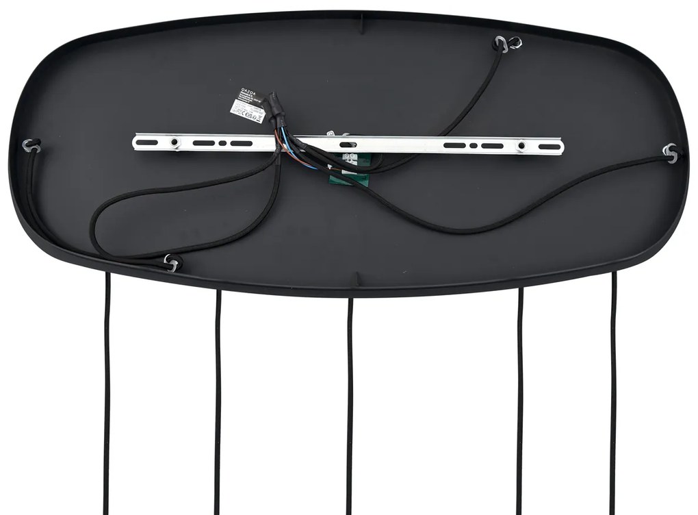 Moderne hanglamp zwart met smoke glas 5-lichts - Sheena