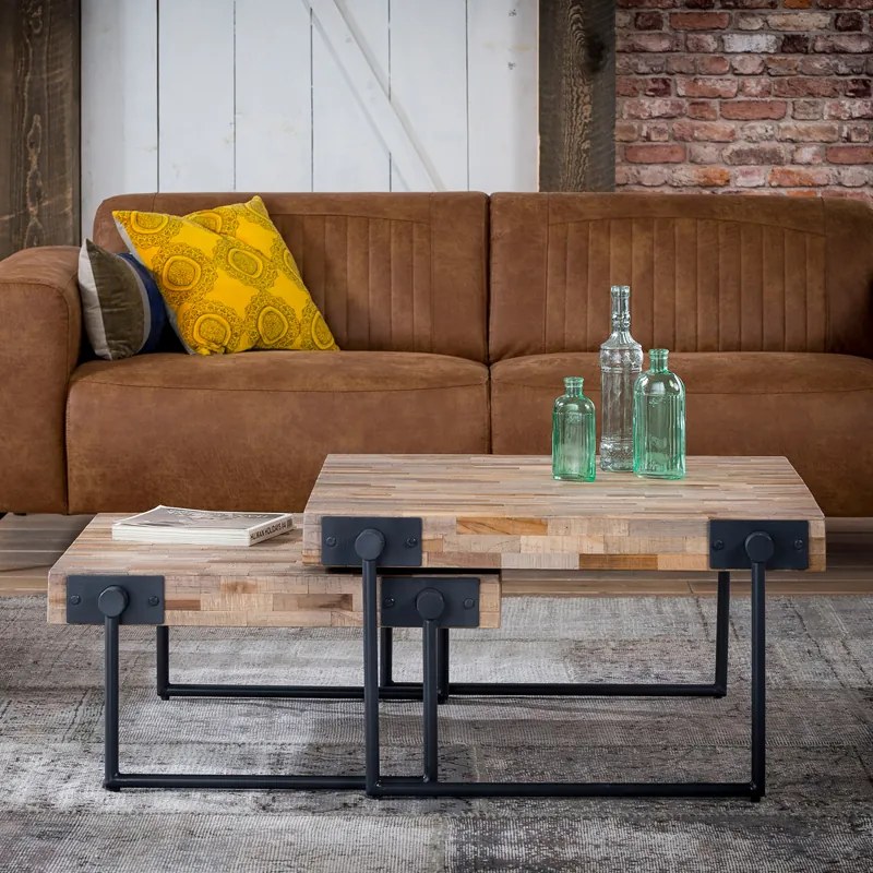 Teakhouten Vierkante Salontafel 70x70 - 70 X 70cm.