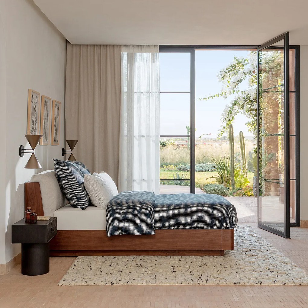 Tweepersoonsbed met opbergruimte in walnootfineer, Angelo