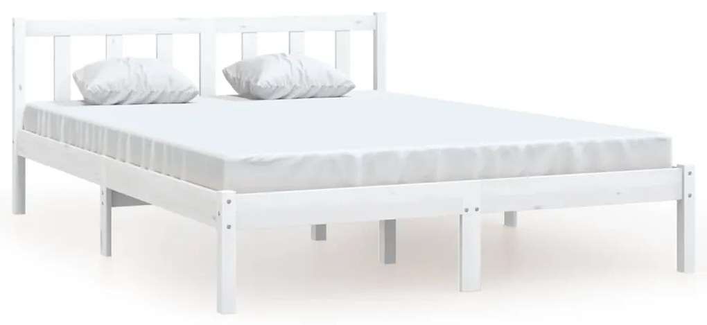 vidaXL Bedframe massief grenenhout wit 135x190 cm 4FT6 Double