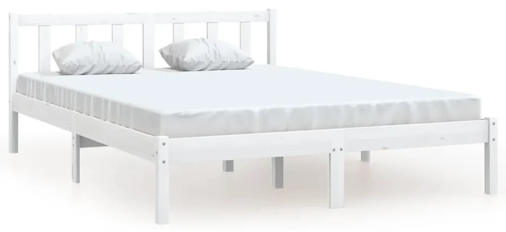 vidaXL Bedframe massief grenenhout wit 135x190 cm 4FT6 Double