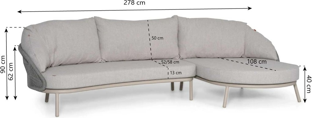 Hoek loungeset 3 personen Rope Zand/Beige  Santika Furniture Santika