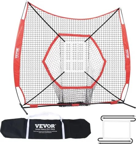 VEVOR 213 x 158 x 211 cm honkbal-softbal oefennet, honkbal-werpnet, slaan, vangen, werpen, vangnet trainingshulpmiddelen voor honkbaluitrusting met boogframe, draagtas en slagzone