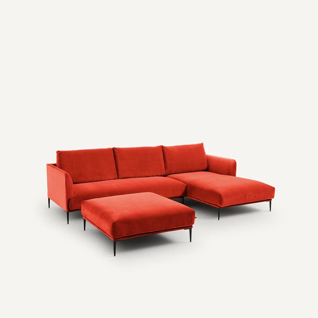 XL voetenbank in fluweel, Oscar, ontwerp E. Gallina