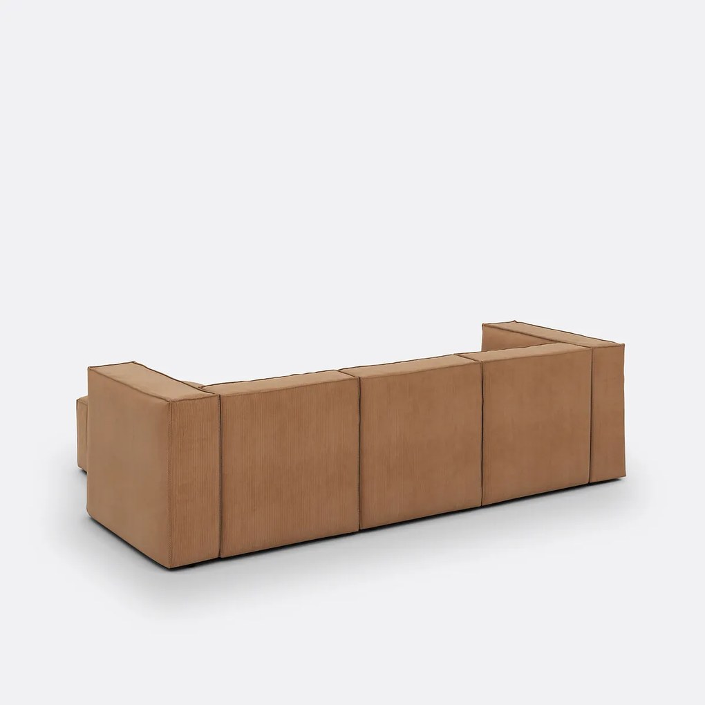 Modulaire bank, 3-zit en poef, ribfluweel, Seven