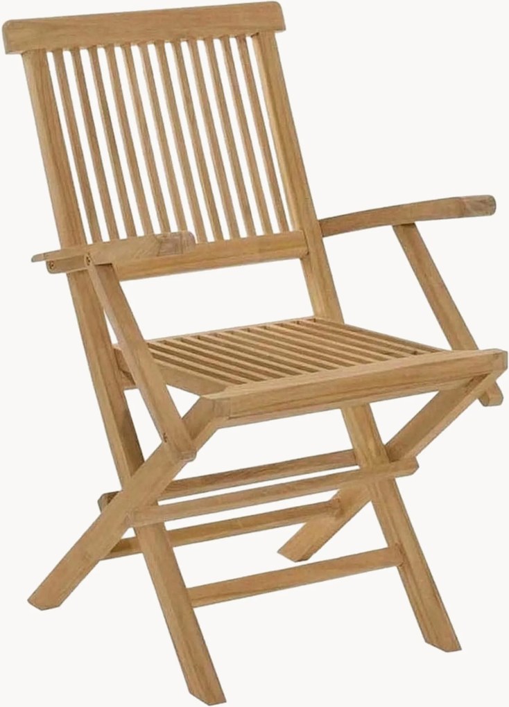 Inklapbare tuin eetstoelen Fun van teakhout met armleuningen, 2 stuks
