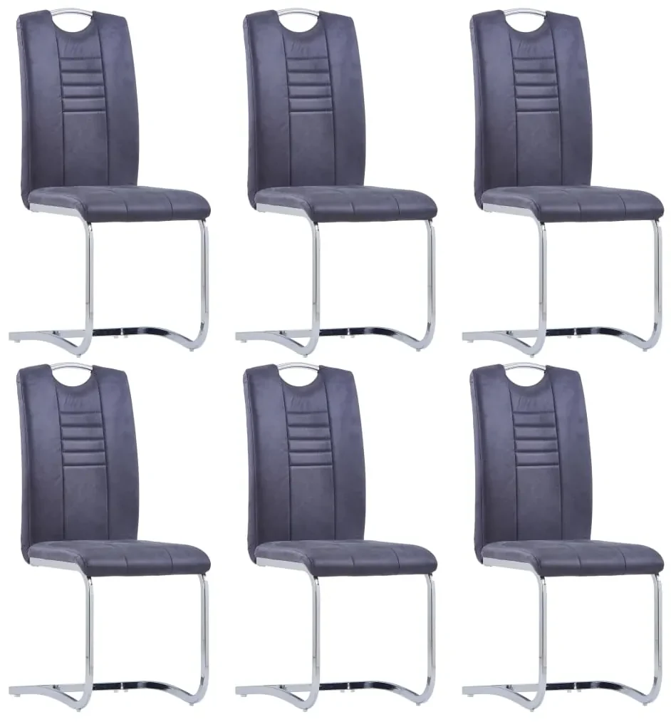 vidaXL Eetkamerstoelen 6 st kunstsuède grijs