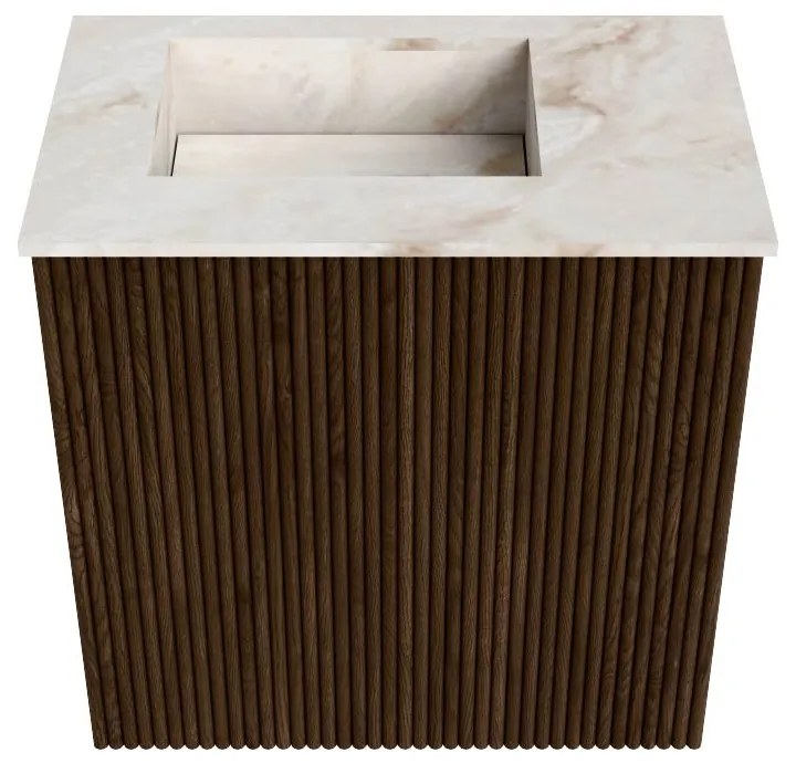 Mondiaz Joya DLux 40cm toiletmeubel walnut met wastafel faye links zonder kraangat frappe