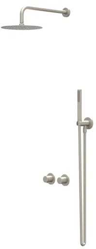 IVY Bond Regendoucheset - inbouw - symmetry - 2-weg stop-omstel - 15cm plafondbuis - 20cm medium hoofddouche - houder met uitlaat - 150cm doucheslang - 3-standen handdouche - Geborsteld nickel PVD CSB3GNBDBA