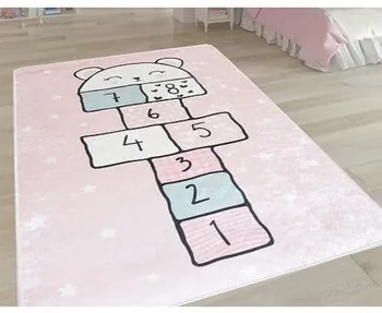 Kleden Roze Mani Textile  Hopscotch vloerkleed voor kinderen