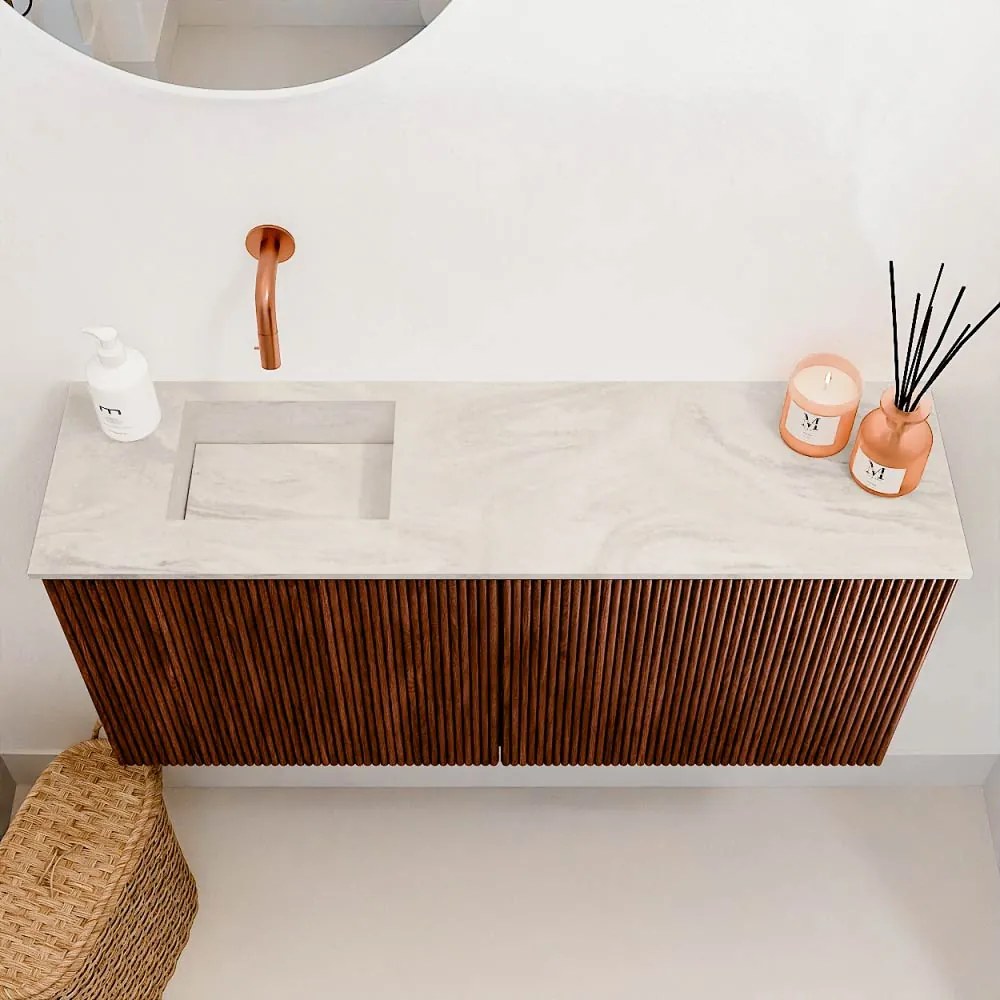 Mondiaz Joya DLux 90cm toiletmeubel ruby met wastafel faye links zonder kraangat ostra
