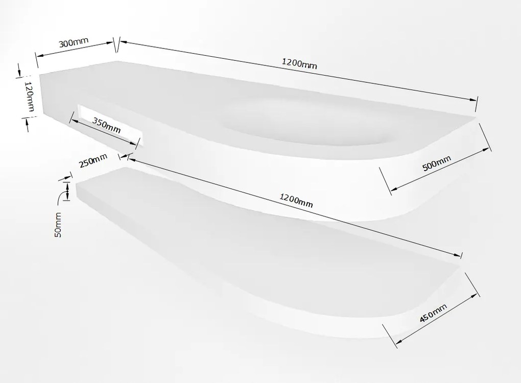 Mondiaz Riva 120cm wastafel met planchet Fire en wastafel rechts 0 kraangaten Fire