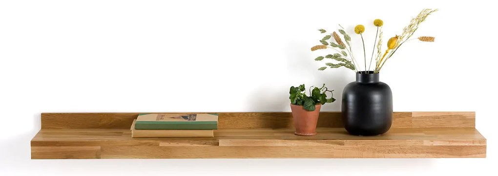 Wandplank, massief eiken, lengte 120 cm, Hiba