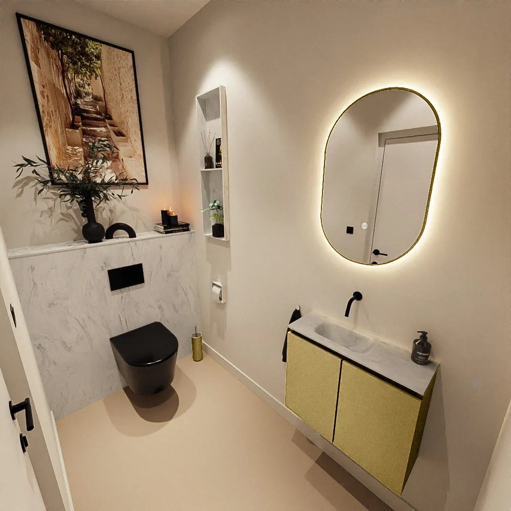 Mondiaz Ture DLux toiletmeubel 60cm oro met wastafel opalo links zonder kraangat