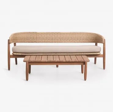 Tuinset Met 3-zitsbank En Salontafel Van Acaciahout Ribeira Acacia Bruin - Sklum