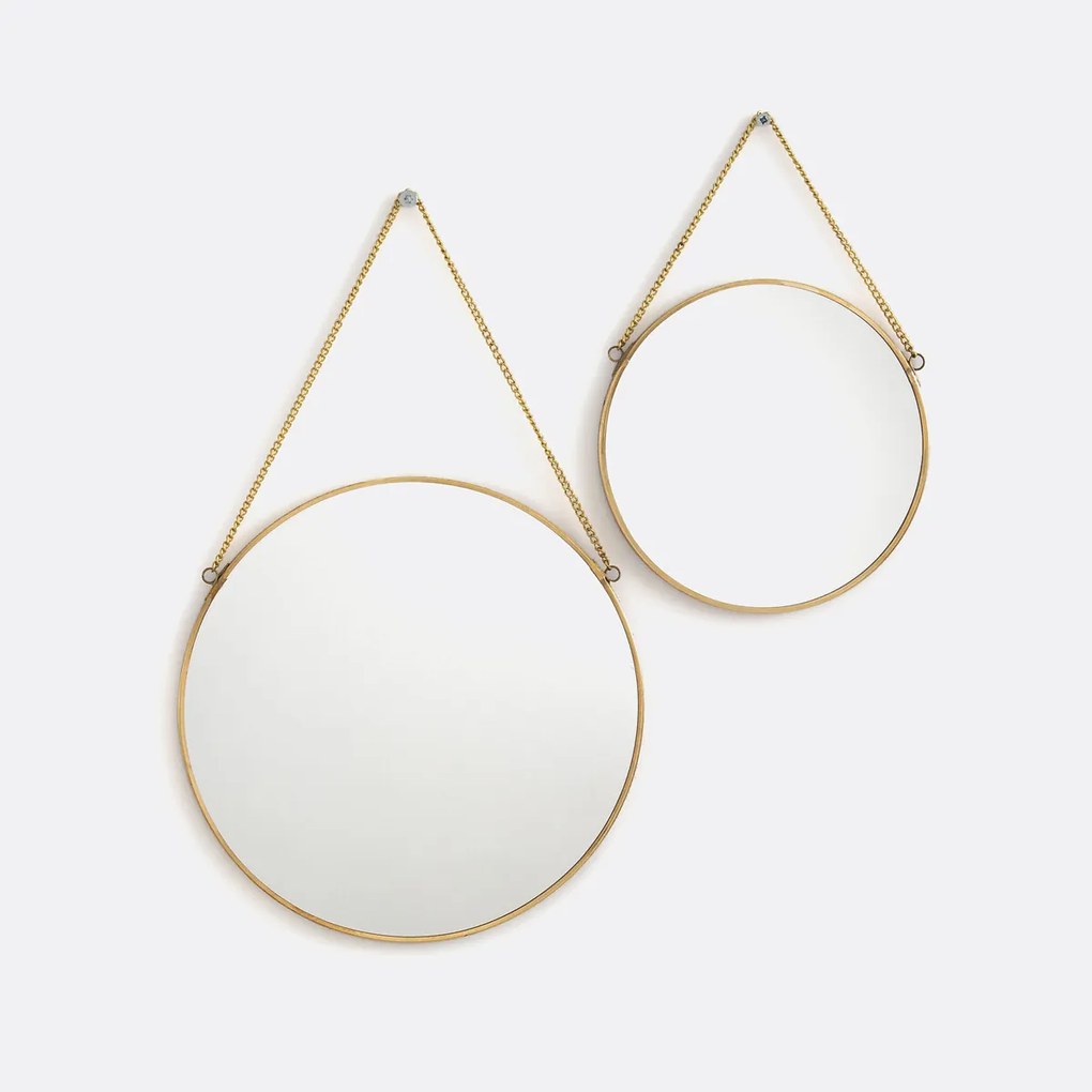 Set van 2 ronde spiegels, messing of zwart, Uyova