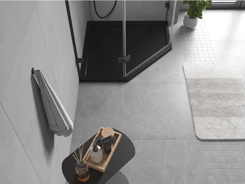 Mexen Flow piëcihoekige douchebak slim 90 x 90 cm, zwarte mat - 46P709090