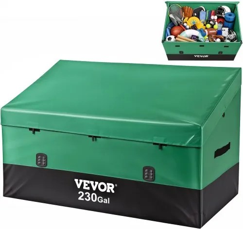 VEVOR Openlucht Opbergdoos, 1013L 147x86x108cm Dekdoos met Gegalvaniseerd Frame, Waterbestendig Luchtdoorlatend Dek Opbergdoos, PE Zeildoek Terras Opbergdoos, voor Kamperen Tuin Zwembad, Bruin &amp; Blauw