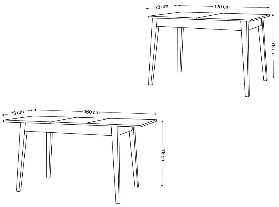 TIVO Votan Eik / Wit RETRO UITSCHUIFBARE TAFEL