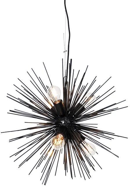 Art Deco hanglamp zwart 6-lichts - Broom Modern E27 bol / globe / rond Binnenverlichting Lamp