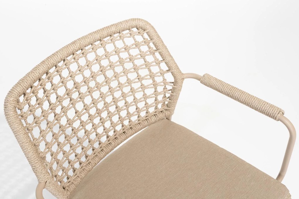 Taste by 4 Seasons Barista tuinset latte met Donato tuintafel latte met geprint keramisch blad Ø 160 cm Tuinset   beige weerbestendig