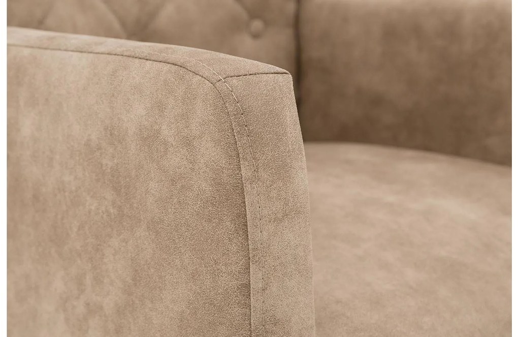 Goossens Eetkamerstoel Oliver beige microvezel met armleuning en met wielen, stijlvol landelijk