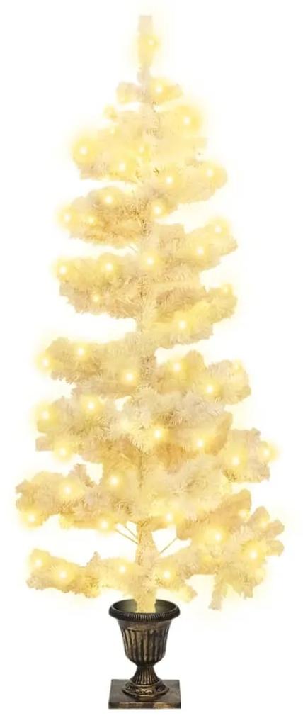 vidaXL Spiraalkerstboom met pot en LED's 120 cm PVC wit