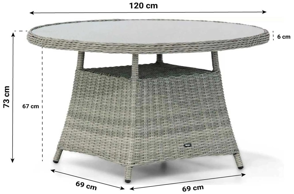 Dining Tuintafel Rond rond 120 cm Grijs Buckingham