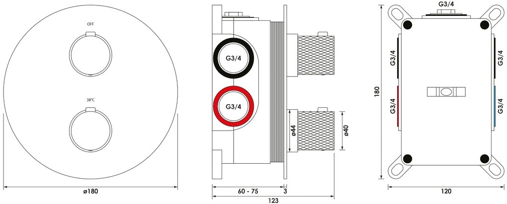 Brauer Gunmetal Carving thermostatische inbouw regendouche met 3 standen handdouche, rechte muurarm, glijstang en hoofddouche 30cm set 92 gunmetal geborsteld PVD