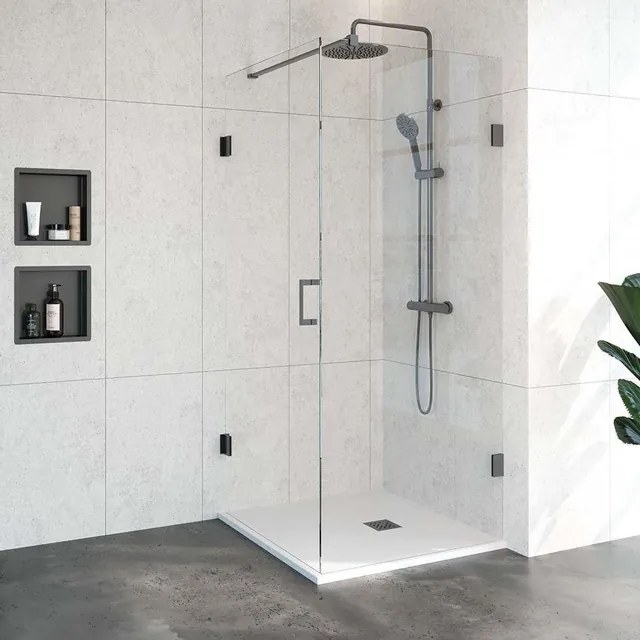 BRAUER Void douchecabine met draaideur helder glas 90x90x200 incl. glascoating PVD gunmetal geborsteld GS-VOC1H9090200GM