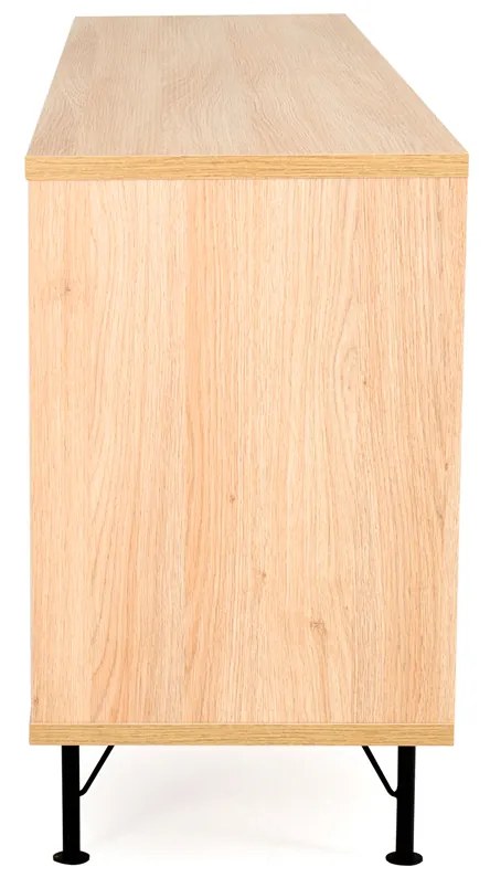 Tenzo Flow Groot Dressoir Mat Zwart Eiken - 206x44x79cm.