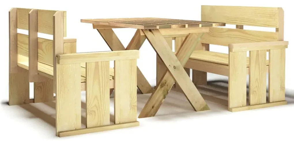 vidaXL 3-delige Tuinset geïmpregneerd grenenhout