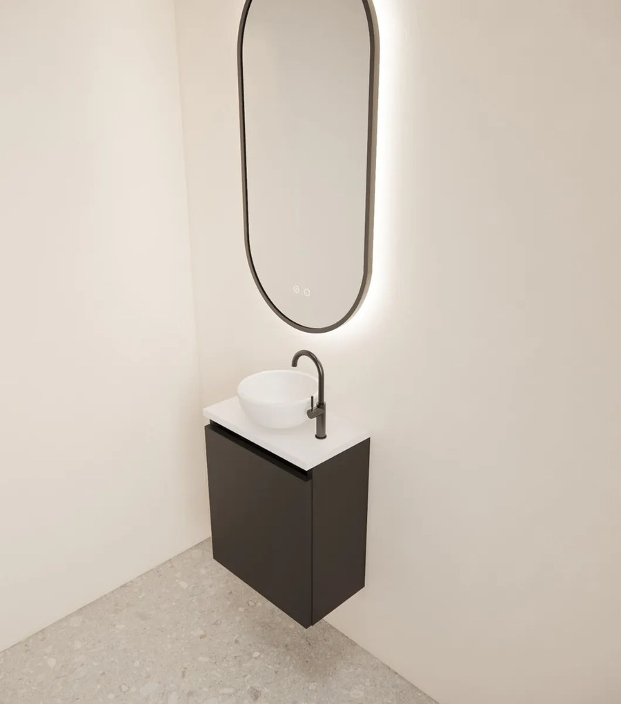 Gliss Design Echo toiletmeubel 40cm zwart mat met toppaneel wit mat