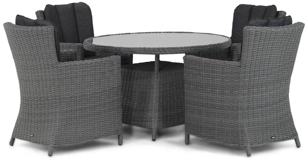 Tuinset Ronde Tuintafel 4 personen 120 cm Wicker Zwart  Garden Collections Venerdi/Buckingham