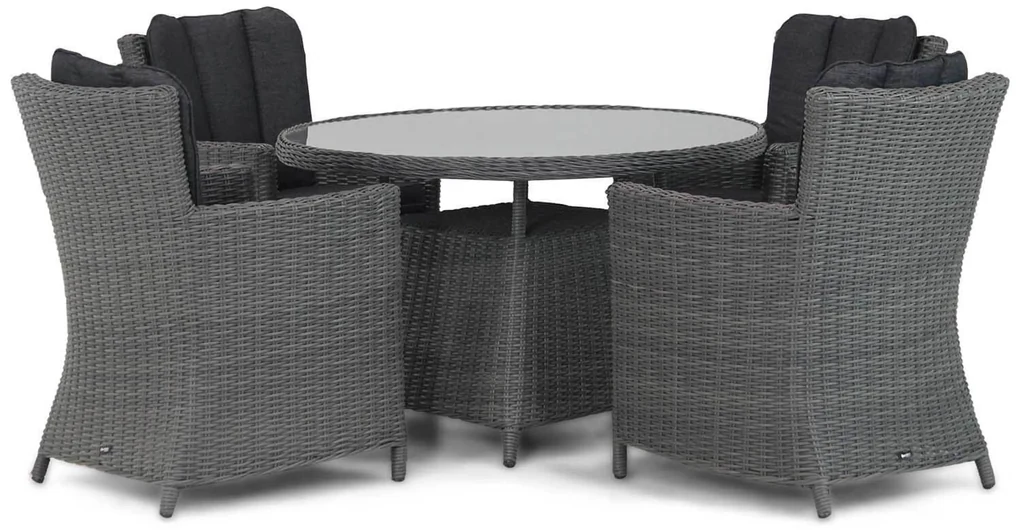 Tuinset Ronde Tuintafel 4 personen 120 cm Wicker Zwart Garden Collections Venerdi/Buckingham