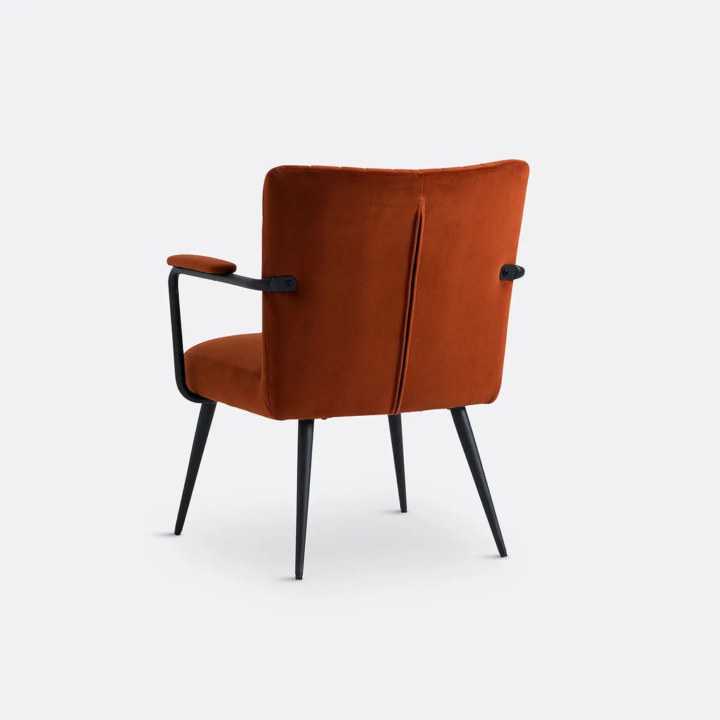Vintage fauteuil in fluweel, met armleuningen, Ronda