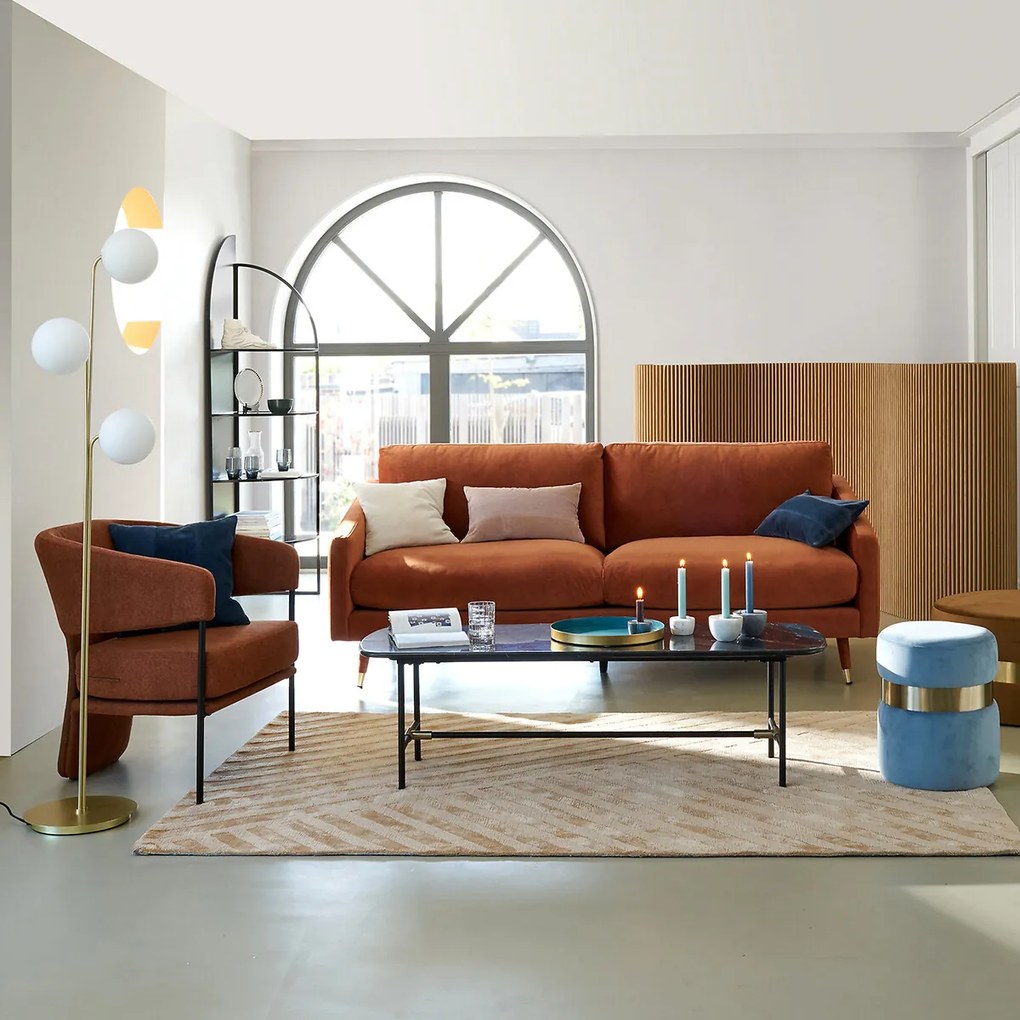 Staande lamp in messing en opaline glas, Moricio