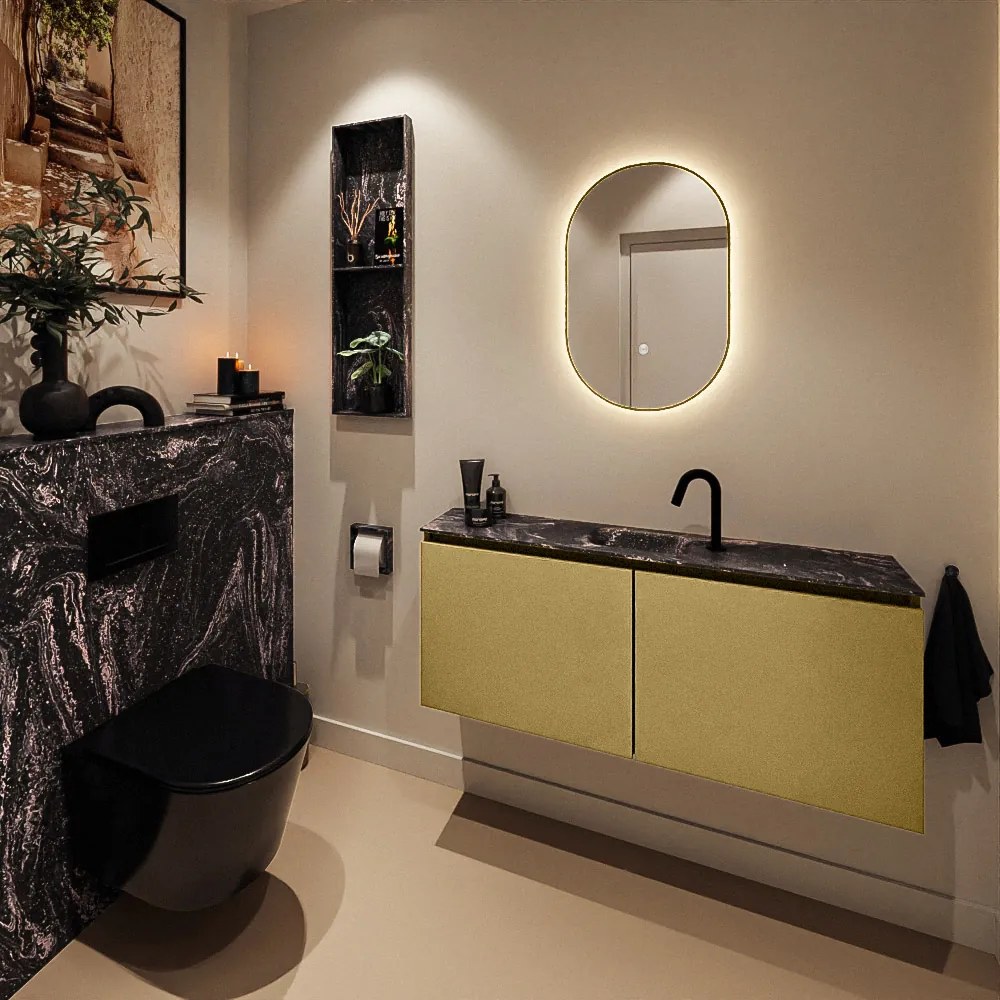 Mondiaz Ture DLux toiletmeubel 120cm oro met wastafel lava midden met kraangat