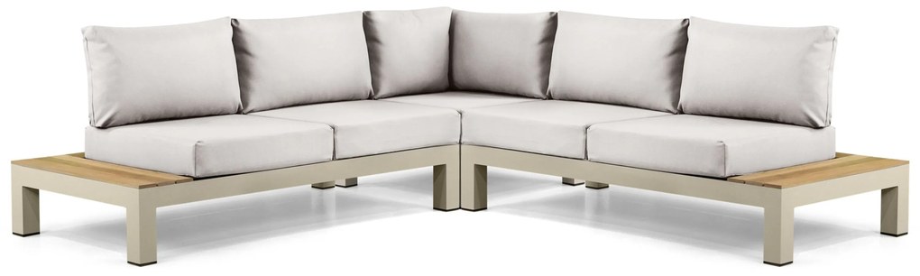 Loungeset 5 personen Aluminium/Teak Taupe Lifestyle Garden Furniture Vittoria