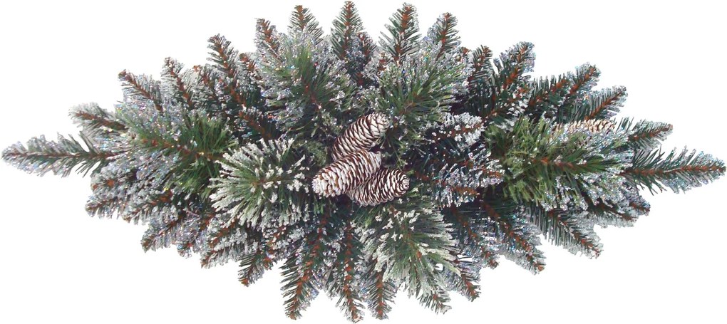 Kerst tafelstuk "Glittery Bristle" - groen - 76 cm - besneeuwde look - met dennenappels