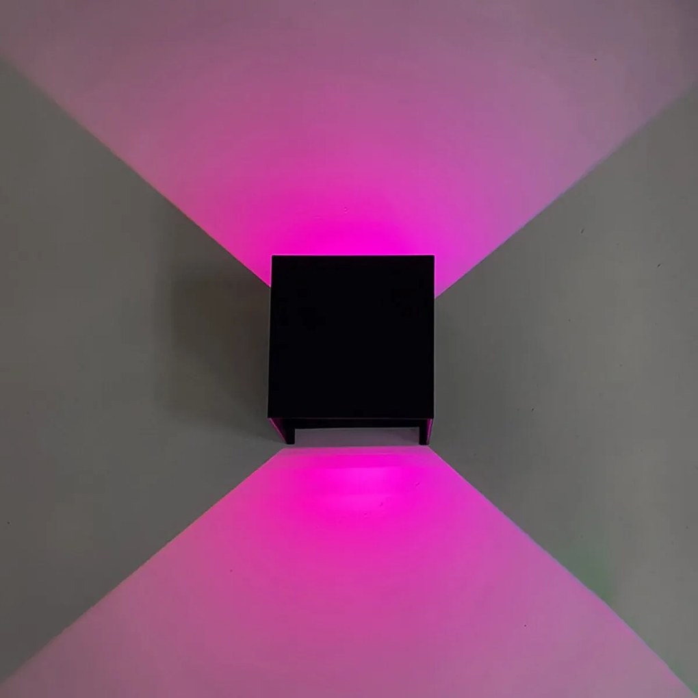 LED Wandlamp Smart WiFi+Bluetooth/Dimbaar - Zwart 10x10cm