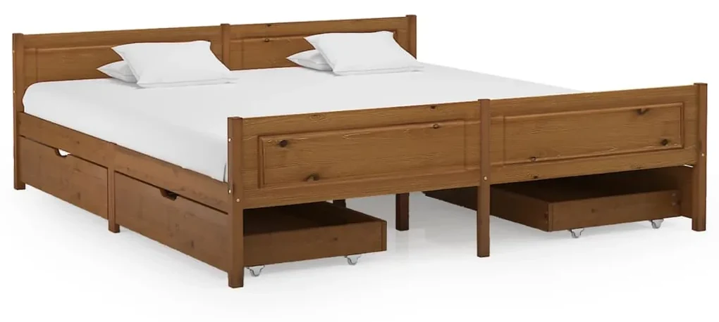vidaXL Bedframe met 4 lades massief grenenhout honingbruin 180x200 cm