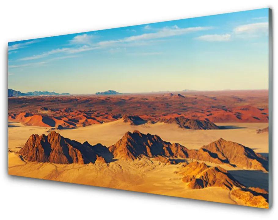 Glas foto Desert landschap van de hemel 100x50 cm